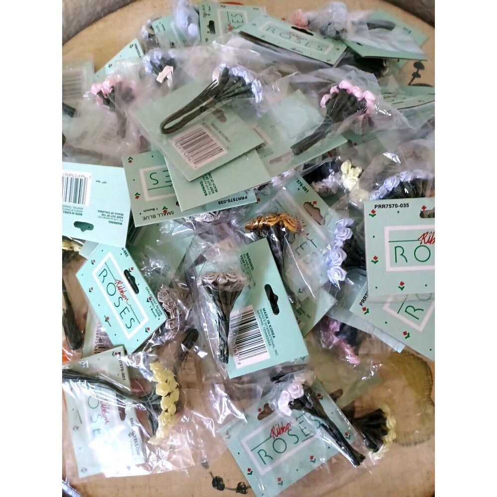 Vintage Mauve Silk Ribbon Roses 1/2" size 50 packages 12 roses per package